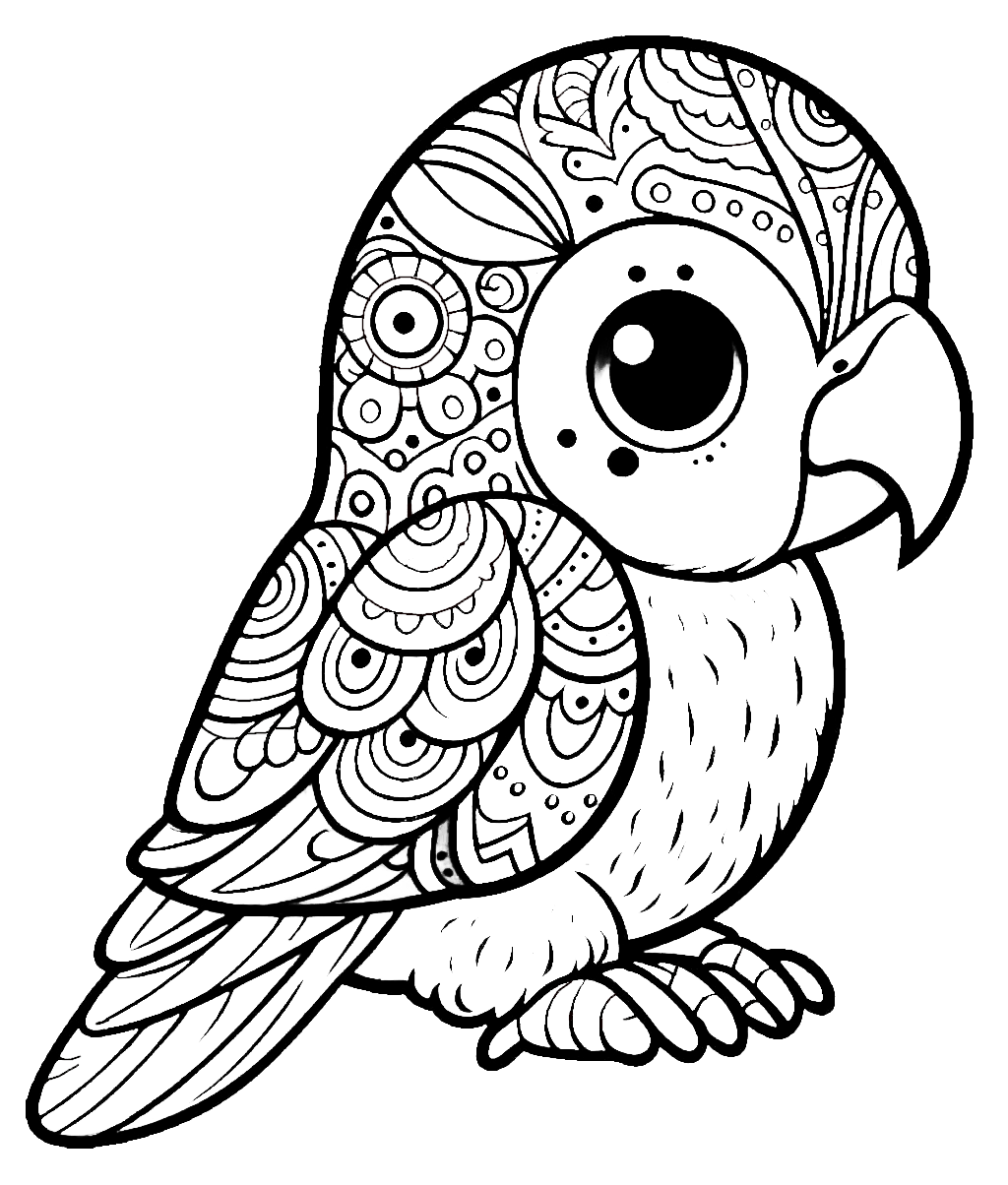 Baby Parrot With Artistic Pattern Coloring Page