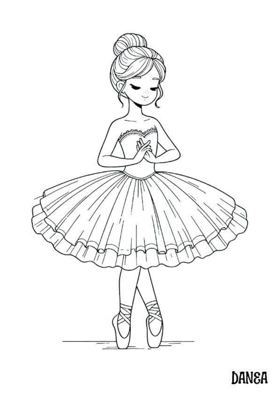 Ballerina Coloring Page Kids Printable Coloring Page Etsy