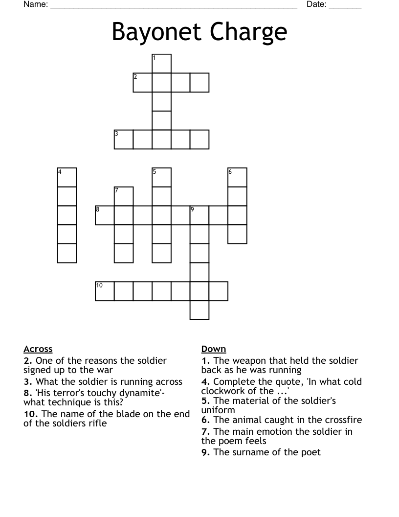 Bayonet Charge Crossword WordMint