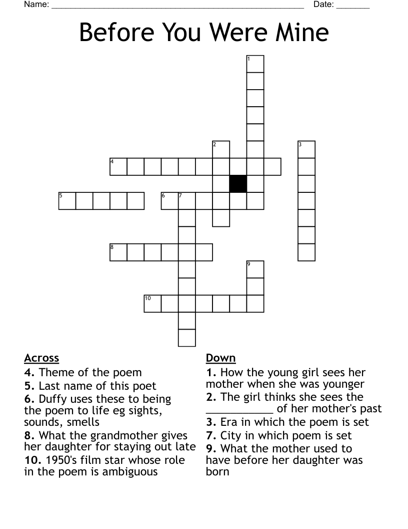 Before You Were Mine Crossword WordMint Before You Were Mine Crossword WordMint