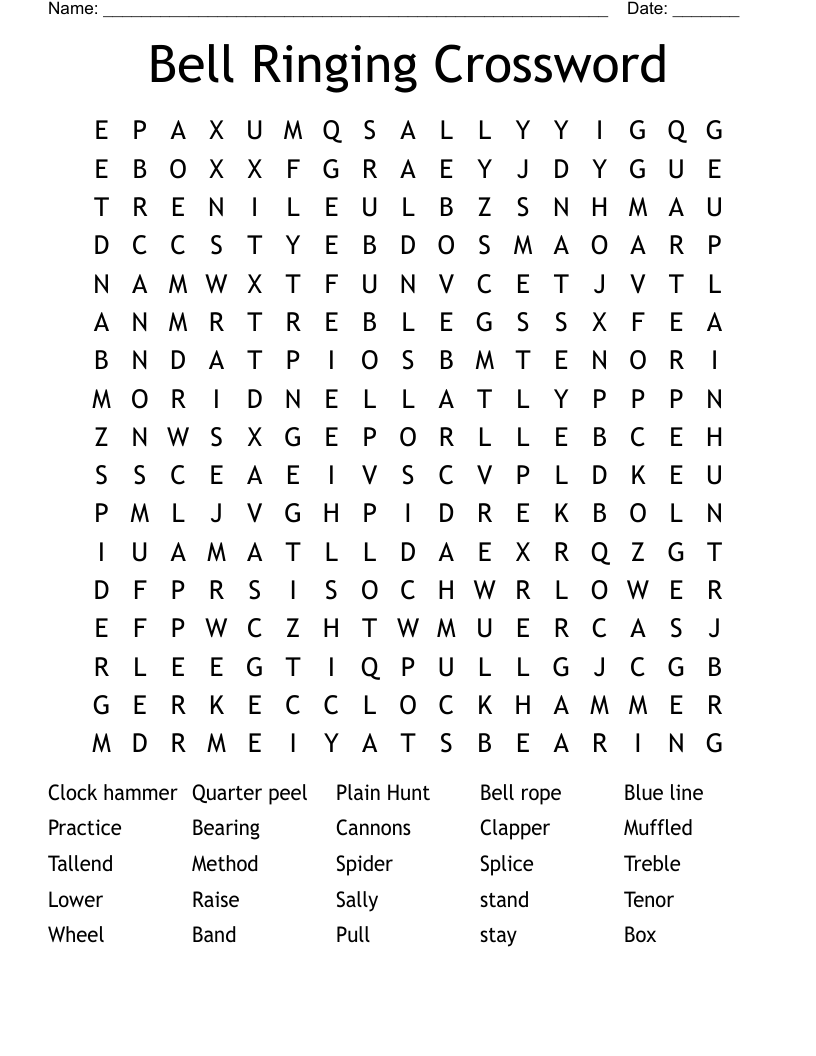 Bell Ringing Crossword Word Search WordMint