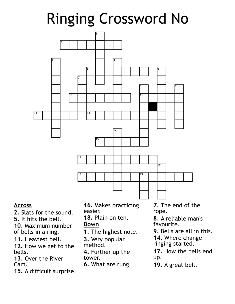 Bell Ringing Crossword Word Search WordMint
