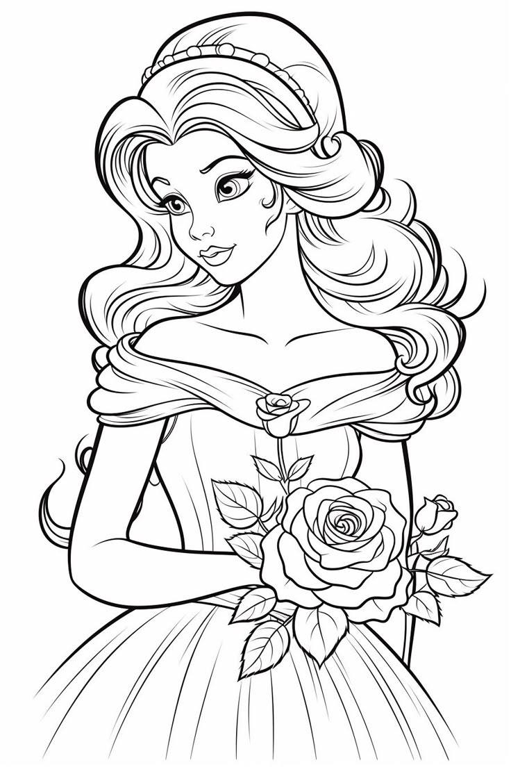 Belle Disney Princess Coloring Pages For Kids