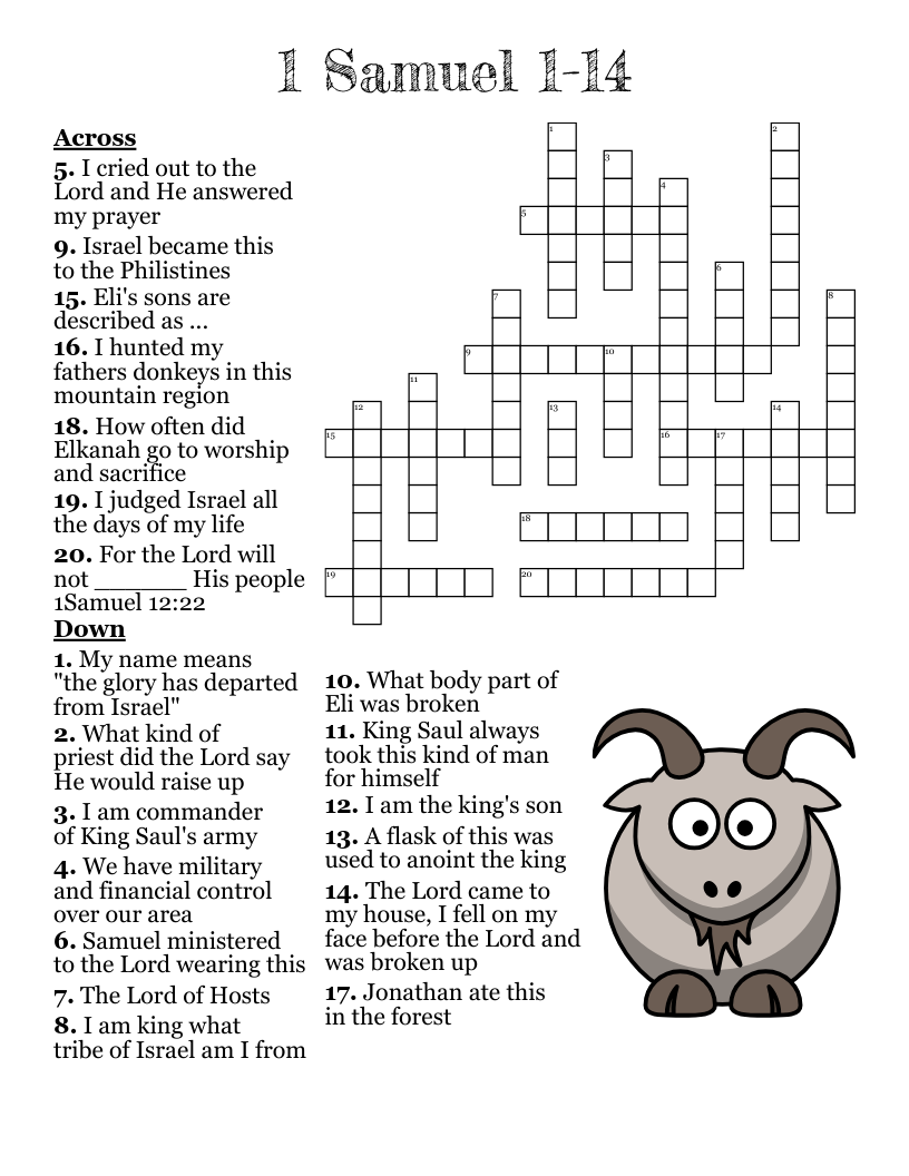 Bible Trivia Crossword Puzzle WordMint