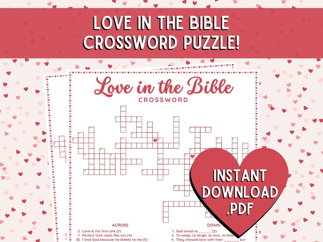 Bible Valentine s Day Crossword Puzzle Love Marriage Game PDF Download Etsy