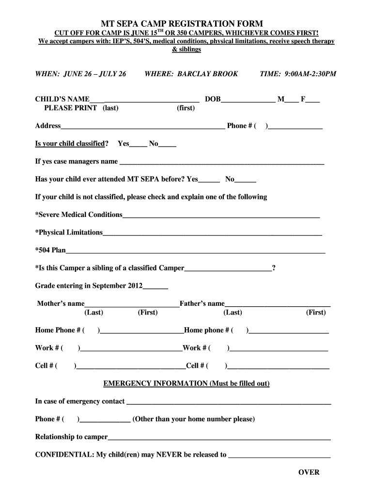 Blank Registration Form Fill Out Sign Online DocHub