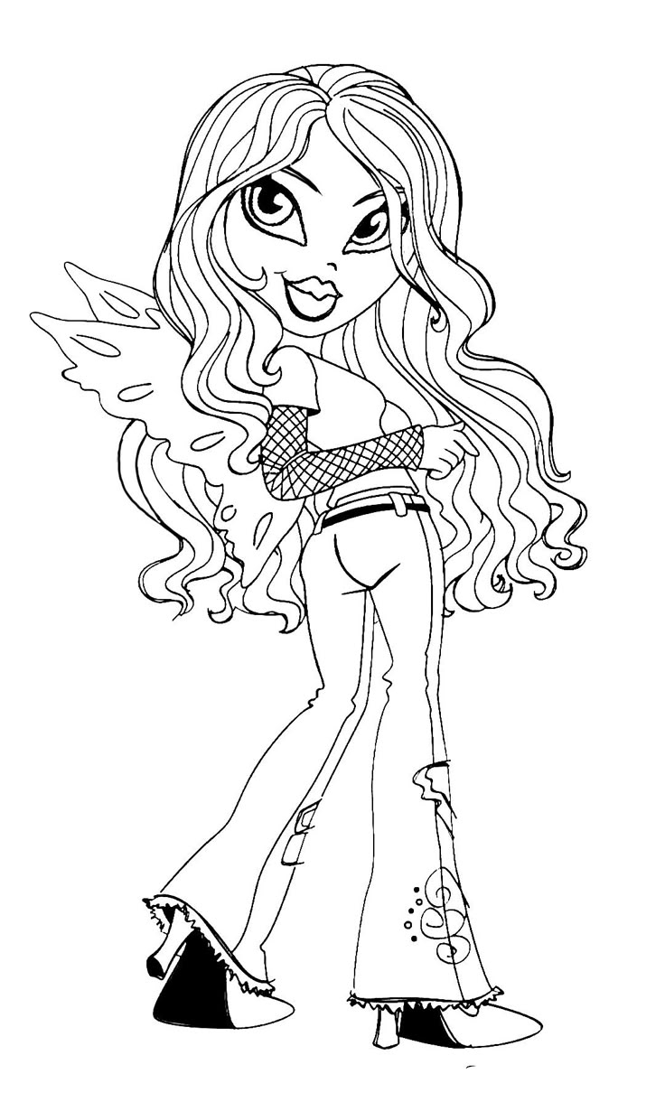 Bratz Printable Black And White Drawing 2000s Y2k Pixie Fairy Fashion