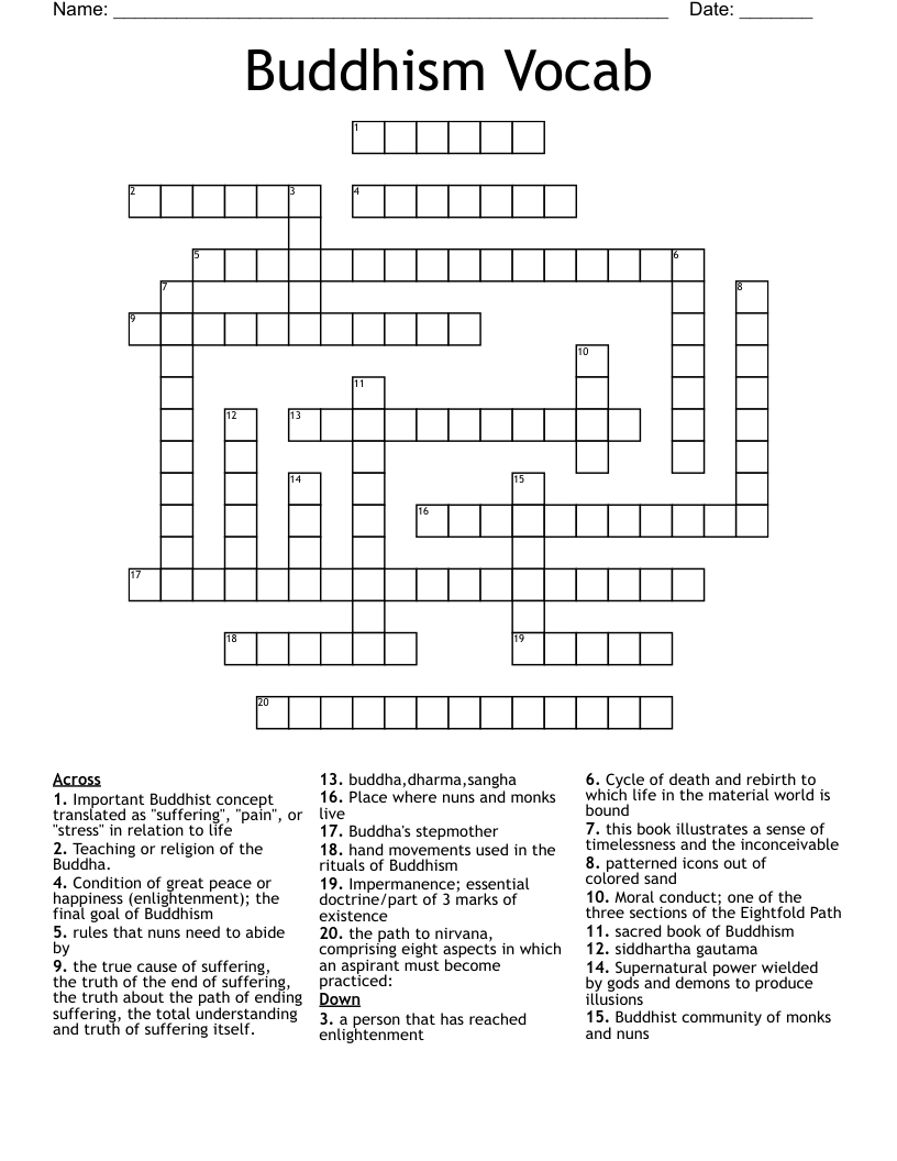 tibetan monks crossword puzzle clue