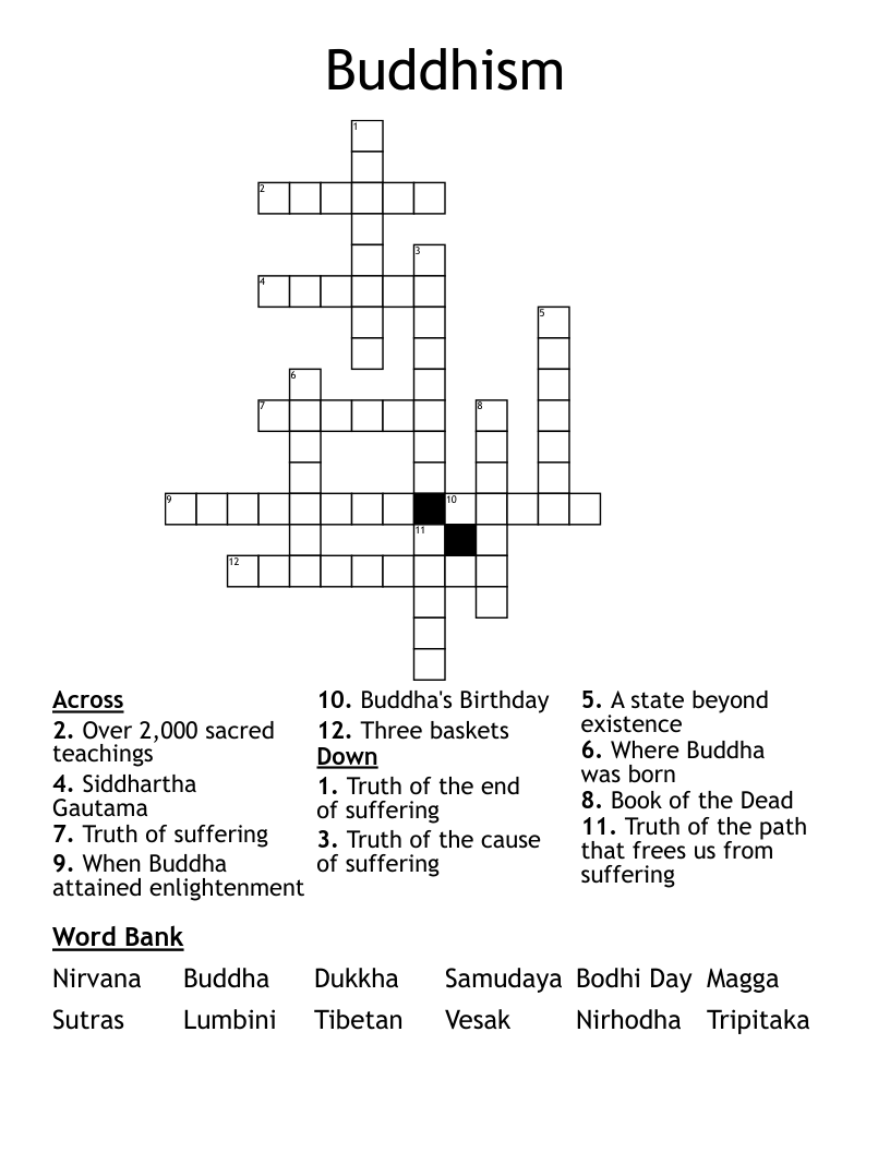Buddhism Crossword WordMint