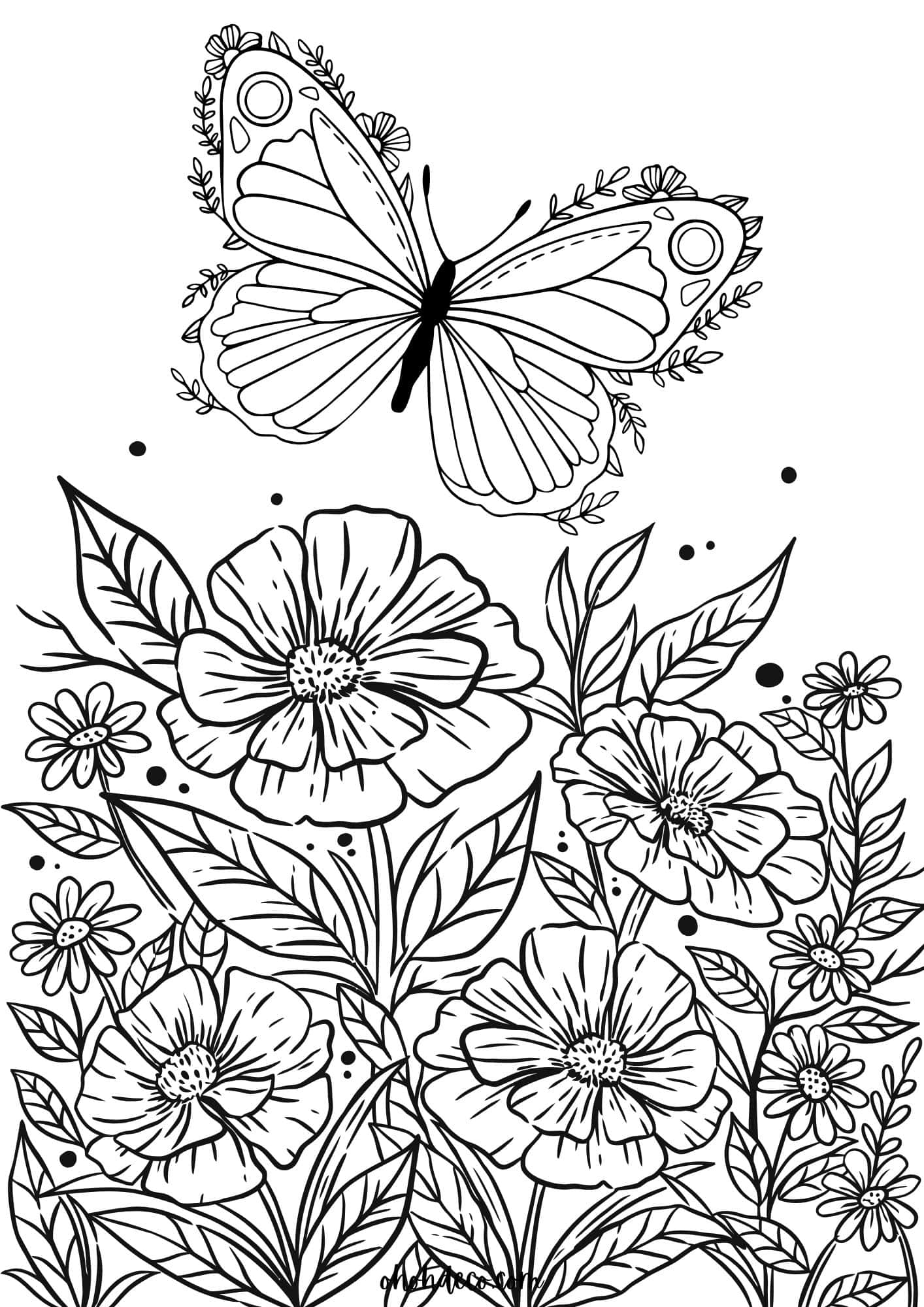 coloring pages flowers butterflies