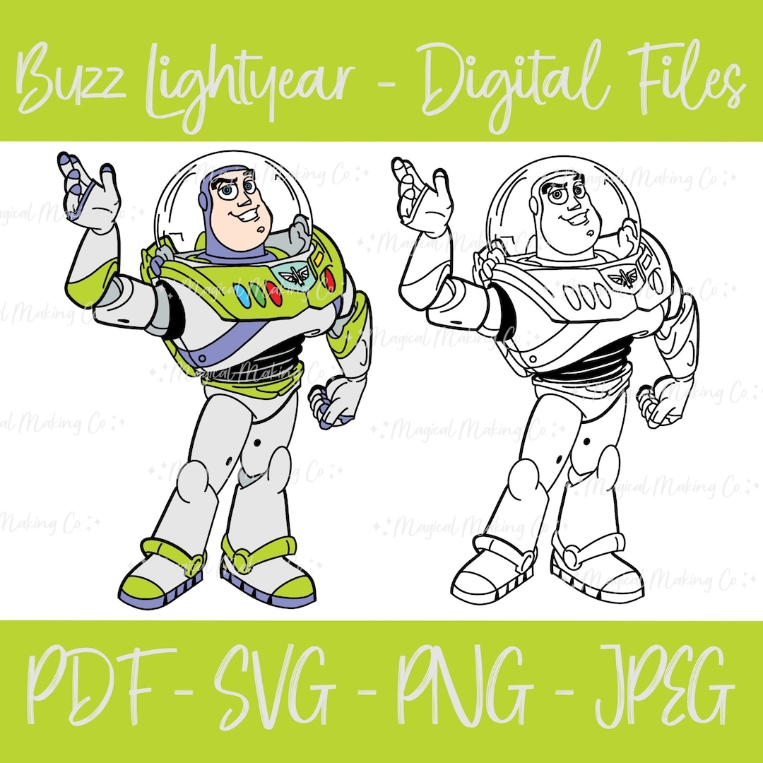 Buzz Lightyear toy Story Digital Files Svg png pdf jpeg Kids Coloring Pages pixar Coloring Page Etsy