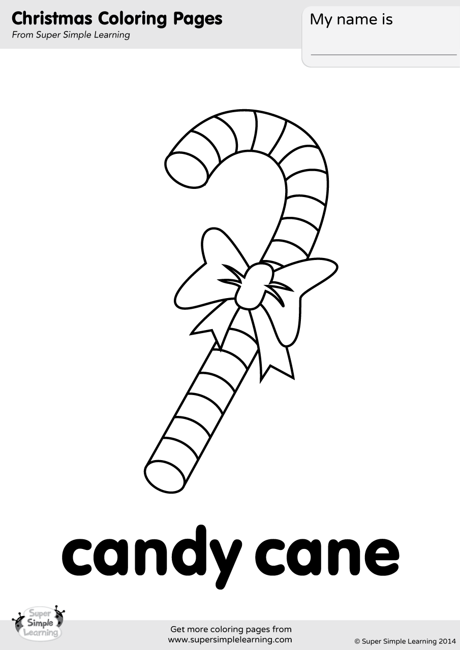 Candy Cane Coloring Page Super Simple