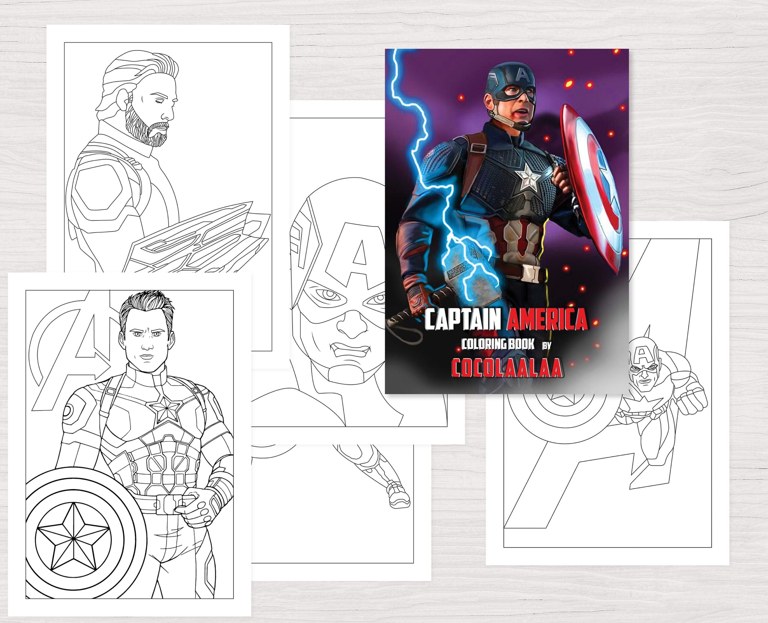 Captain America 42 Pages Kids Coloring Book Printable Children s Superhero Coloring Pages Instant Download PDF Kids Birthday Gift Etsy