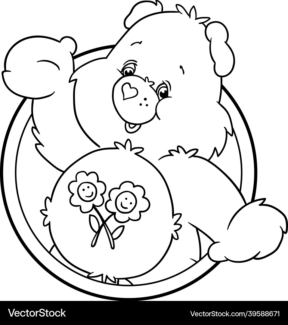 Carebears Friend Bear Coloring Page Free Vector VectorStock