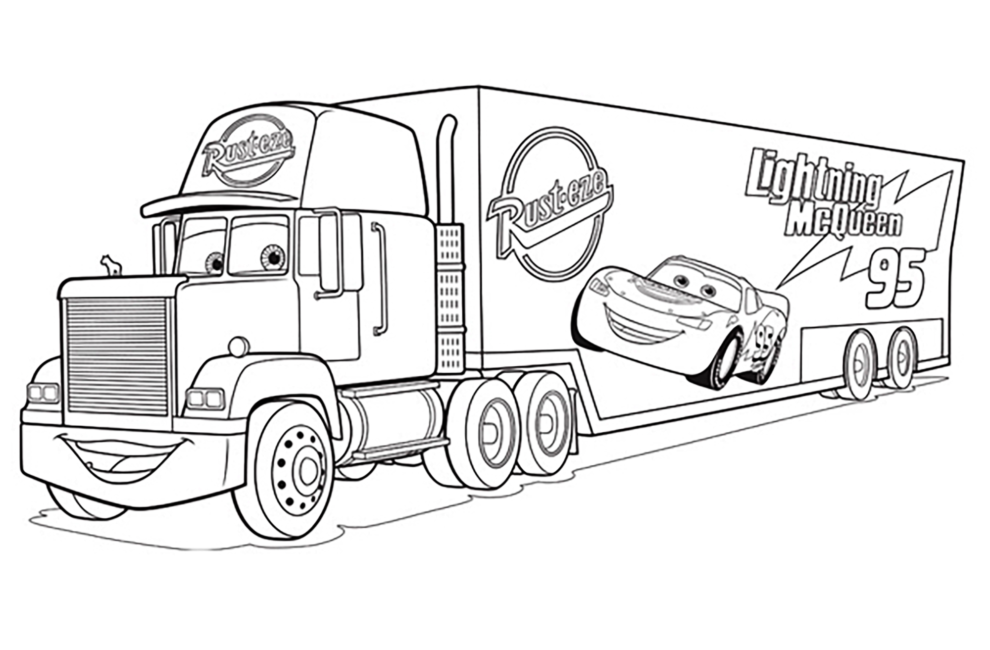 Cars 3 Coloring Page For Kids Mack Truck Cars 3 Coloring Pages