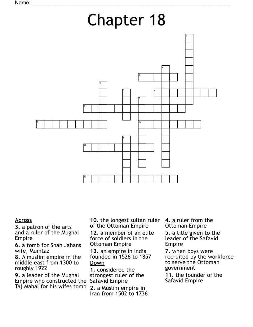 Chapter 18 Crossword WordMint