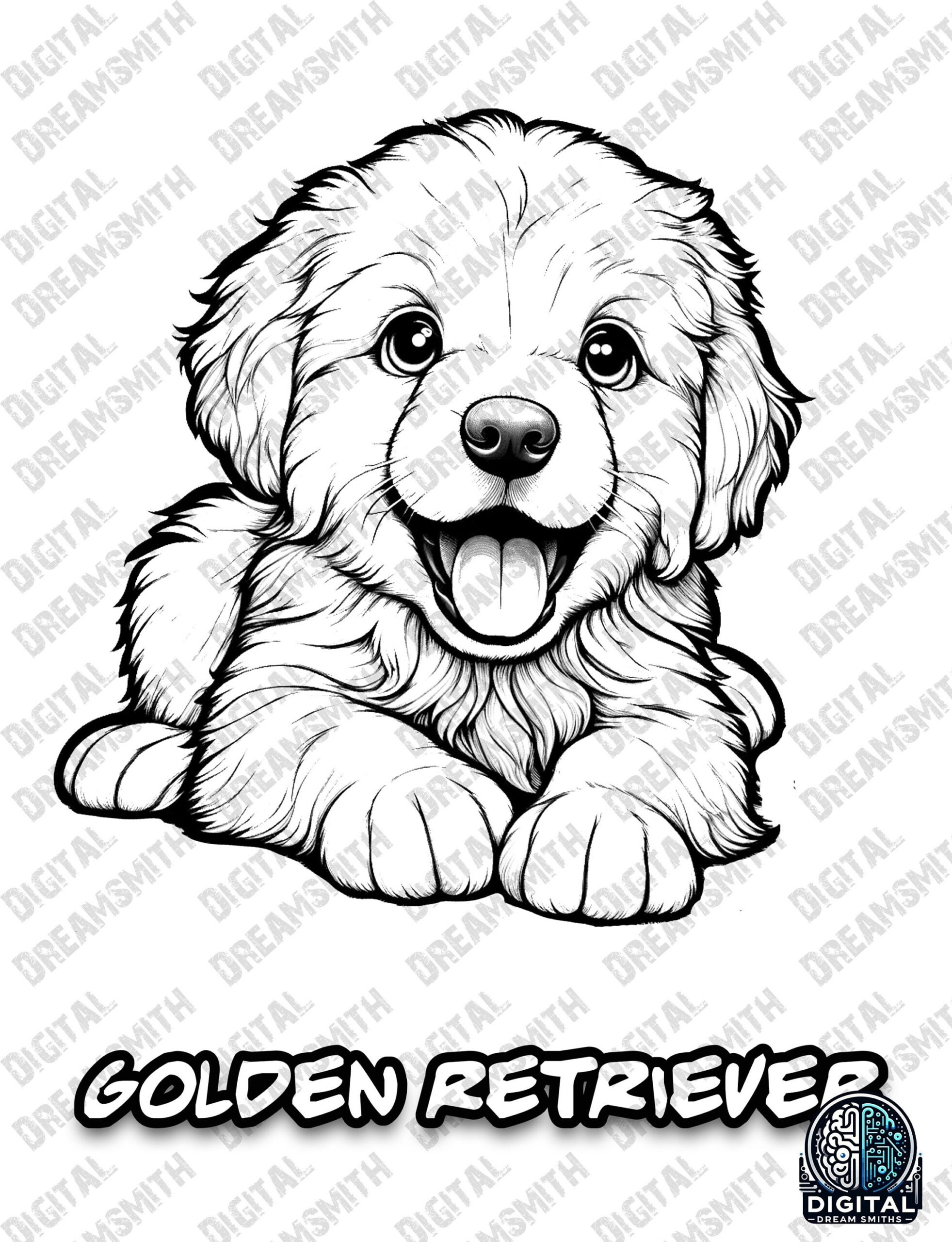 Charming Golden Retriever Puppy Coloring Page Printable PDF For All Ages Instant Download Etsy Charming Golden Retriever Puppy Coloring Page Printable PDF For All Ages Instant Download Etsy
