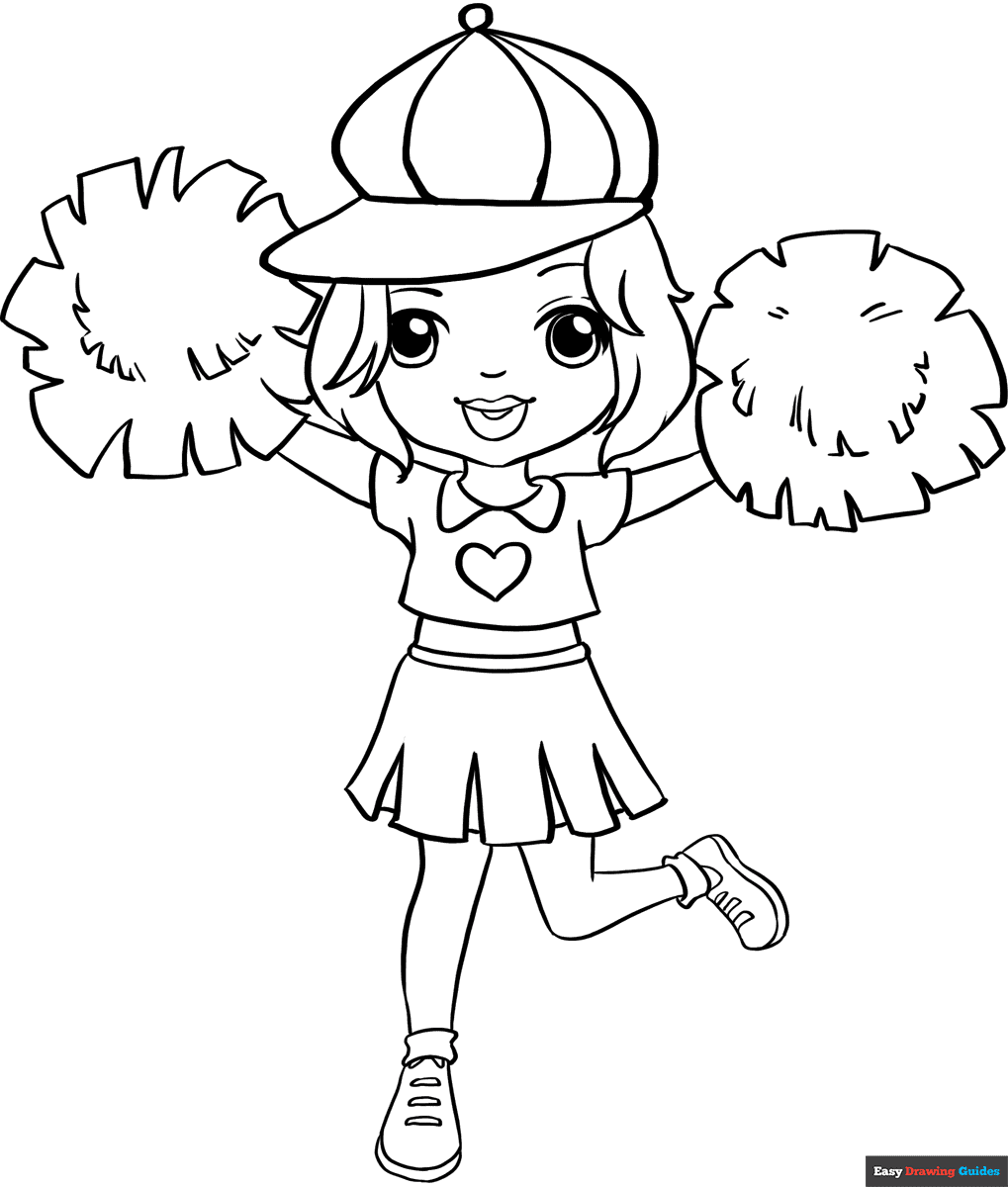 Cheerleader Coloring Page Easy Drawing Guides