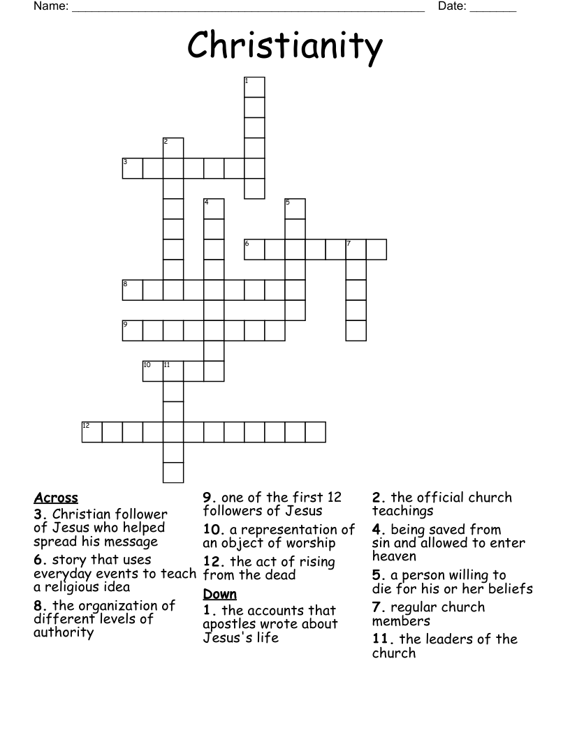 Christianity Crossword WordMint Christianity Crossword WordMint