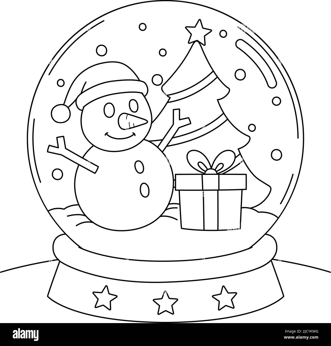 Christmas Snow Globe Coloring Page For Kids Stock Vector Image Art Alamy