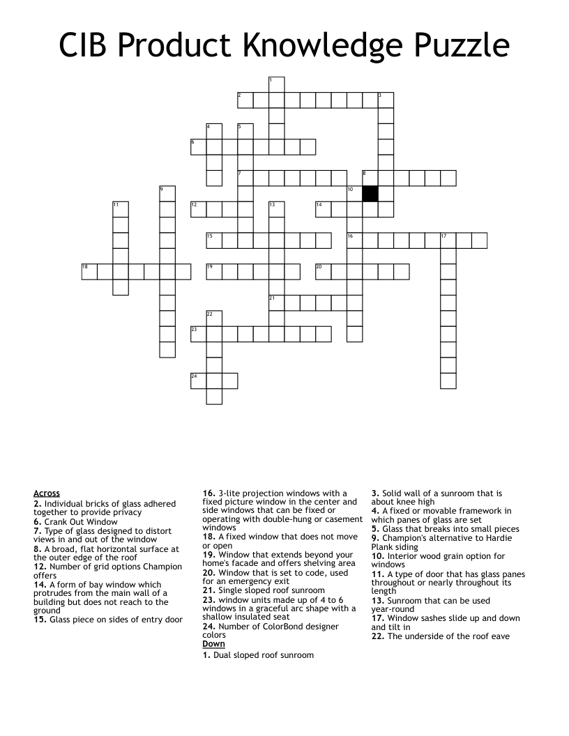 CIB Product Knowledge Puzzle Crossword WordMint