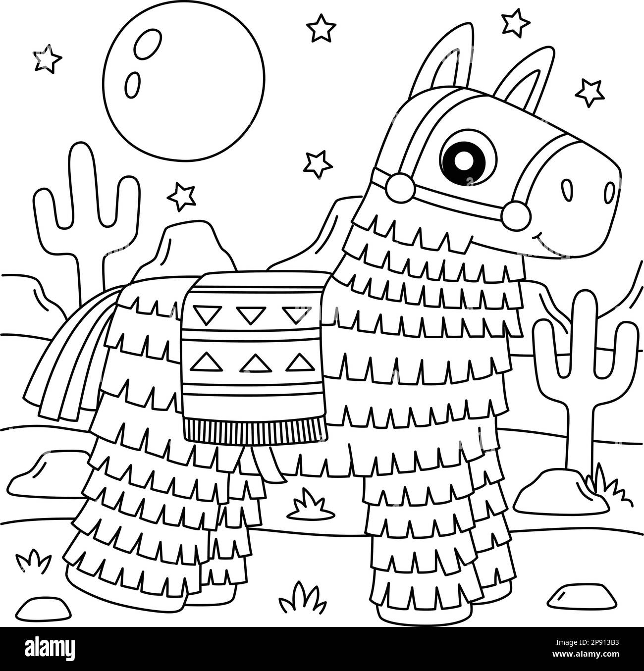 Cinco De Mayo Pinata Coloring Page For Kids Stock Vector Image Art Alamy