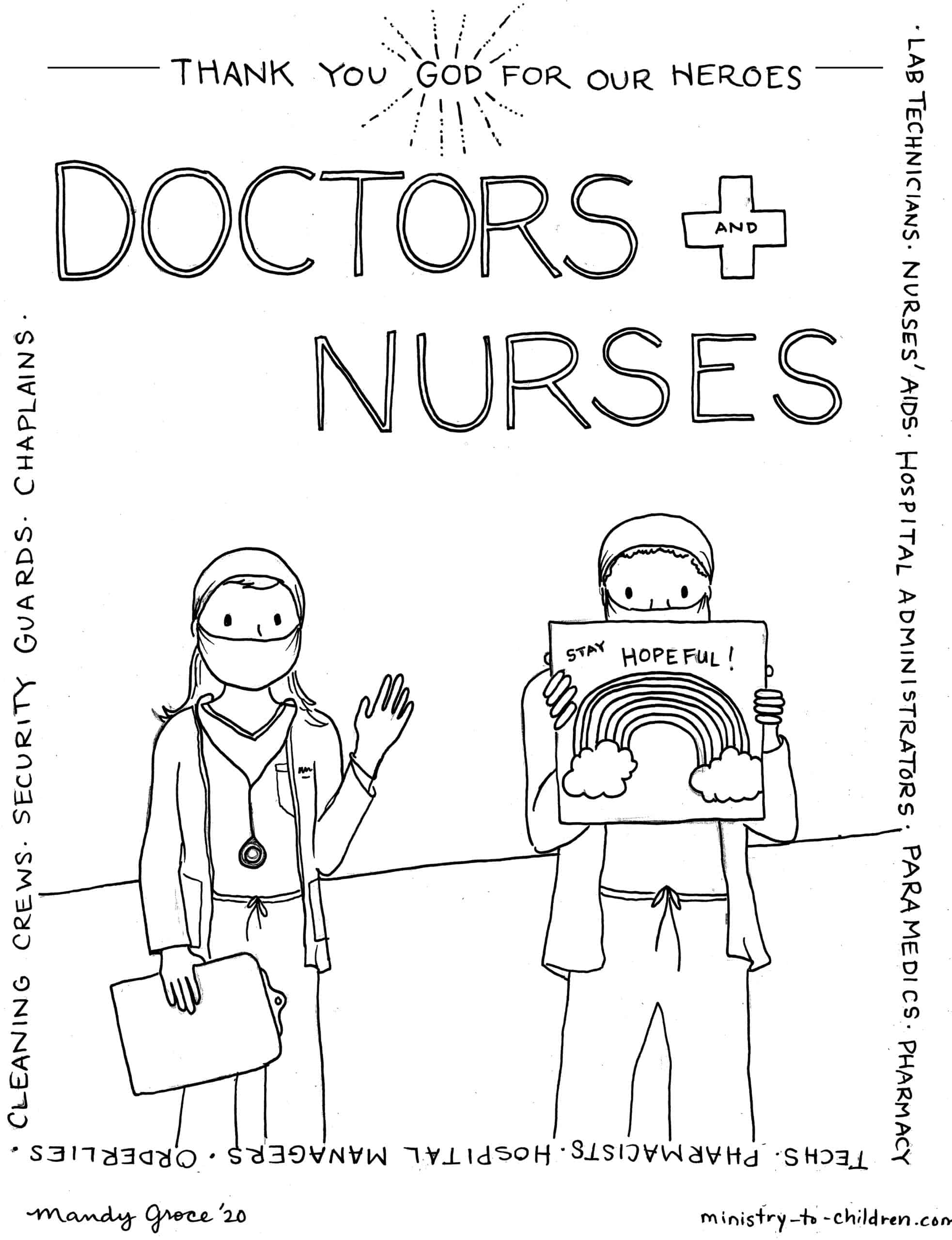 Coloring Page Healthcare Workers Are Heroes Doctors And Nurses Ministry To Children
