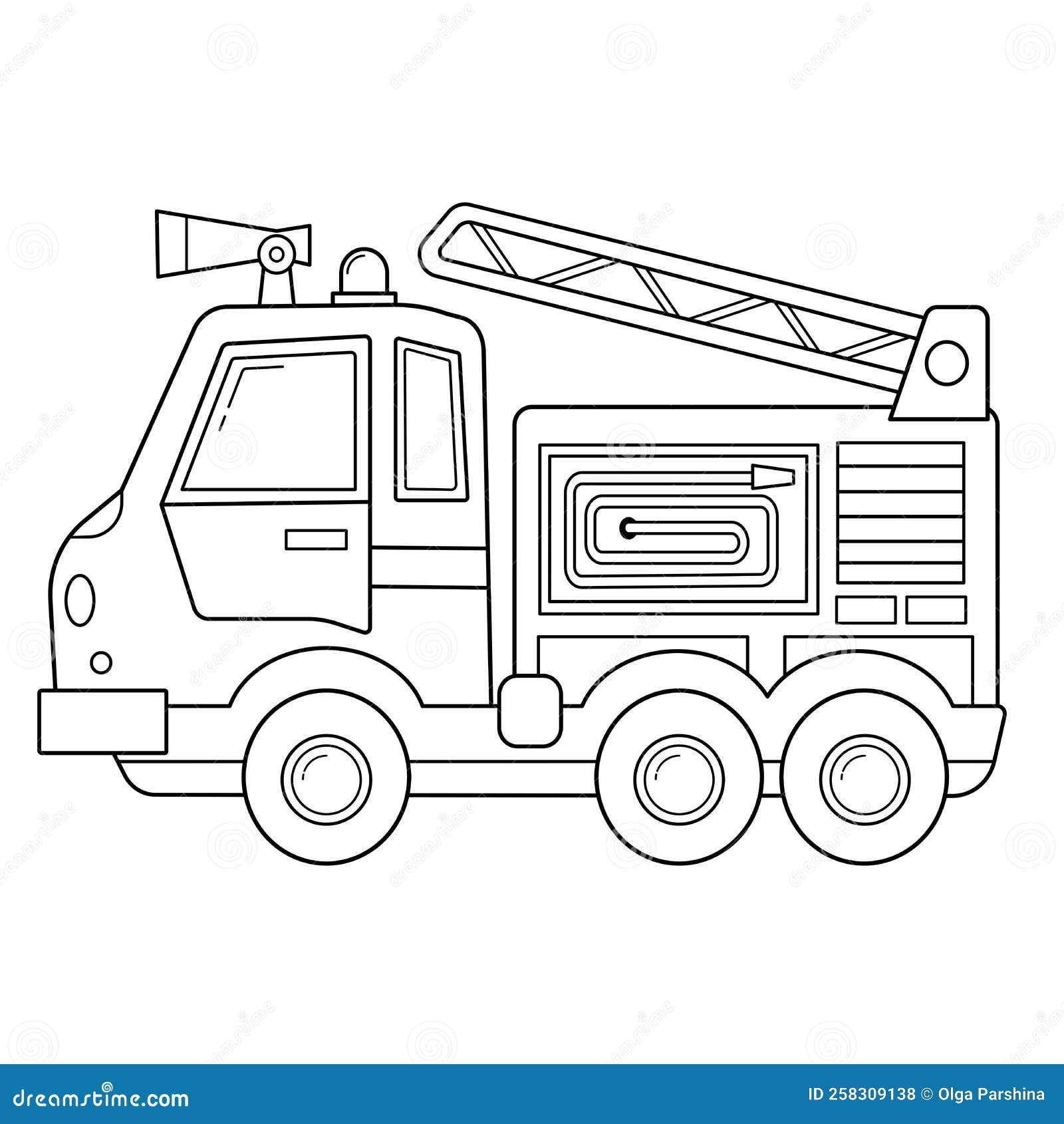 Coloring Page Outline Of Cartoon Fire Truck Professional Transport Stock Vector Illustration Of Male Page 258309138