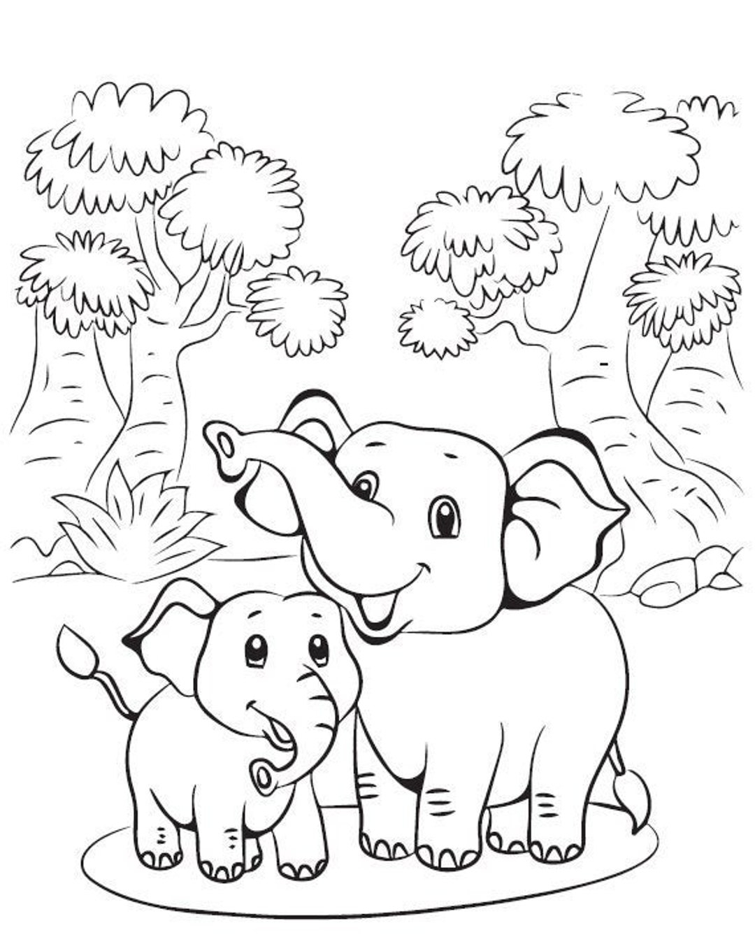 Coloring Pages Elephants Etsy