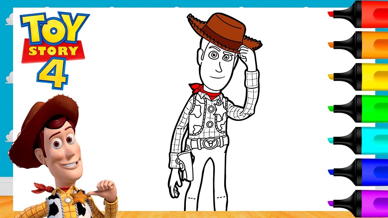 Coloring Woody In Toy Story 4 Toy Story 4 Coloring Pages YouTube
