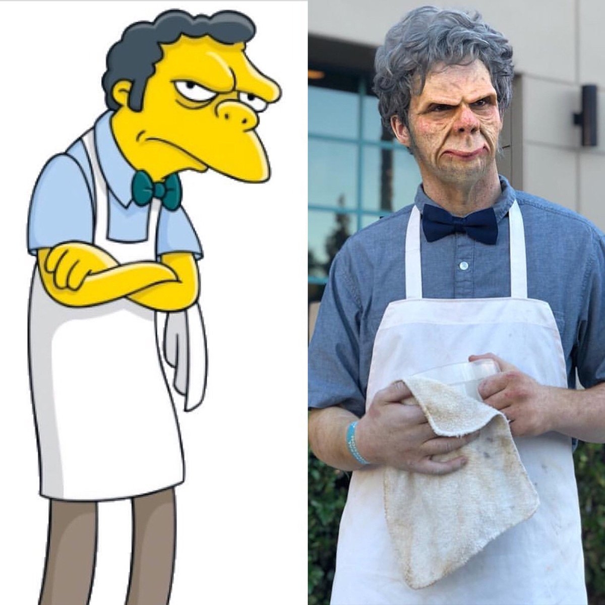 COMMENT THE CHARACTER Nelson Cooper Phil Harrah created A realistic Take On The Famous Simpsons Bartender At Last Weekends SonOfMonsterpalooza Modeled By Kermit da gangsta frog Created At The EuropeanBodyArt Booth