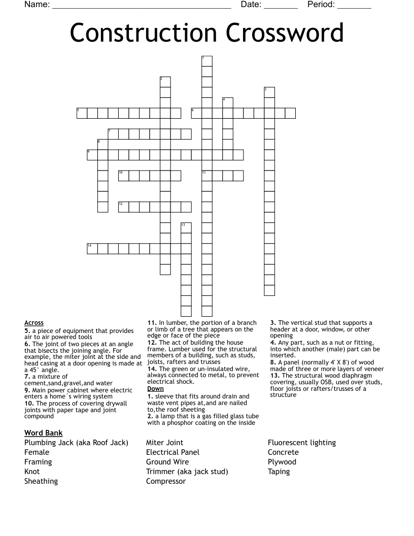 Construction Crossword WordMint Construction Crossword WordMint