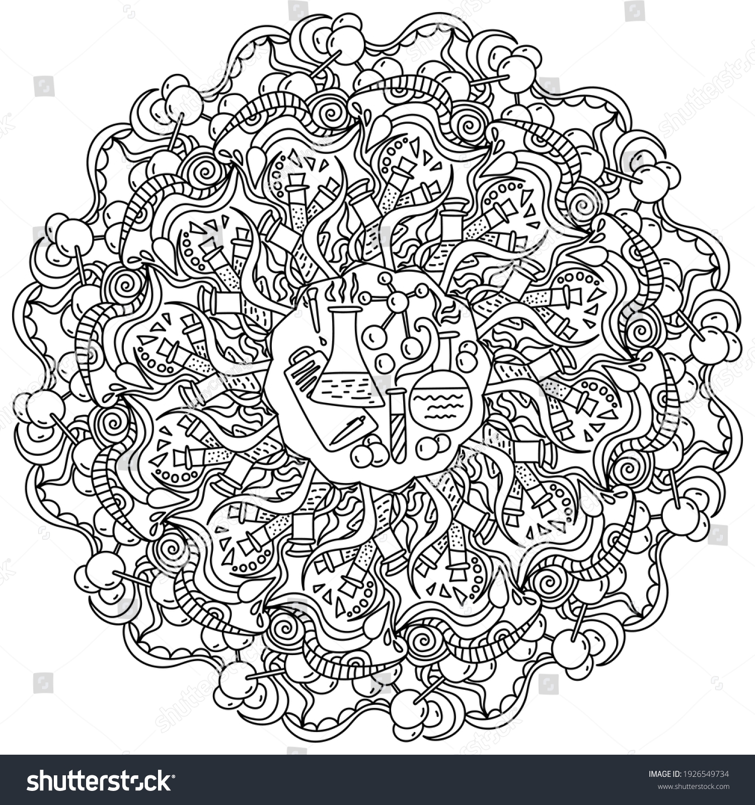 Contour Mandala On Science Theme Coloring Stock Vector Royalty Free 1926549734 Shutterstock