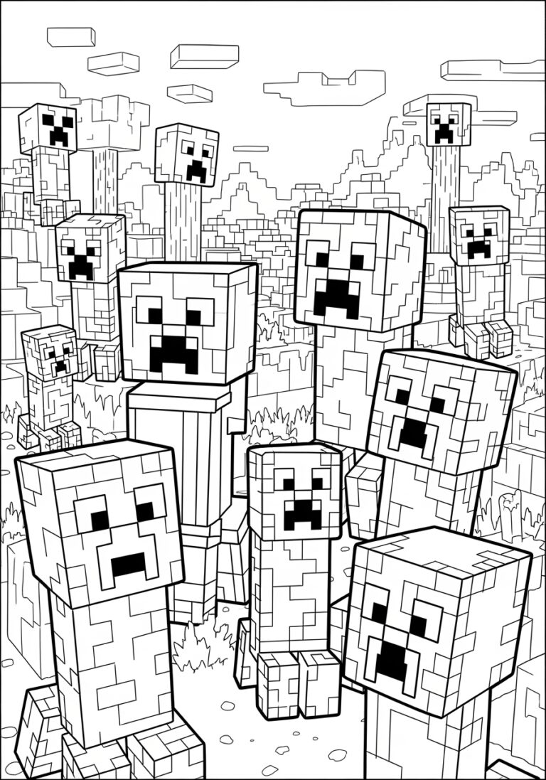Creeper Minecraft Coloring Page Fun Free Printable Sheet