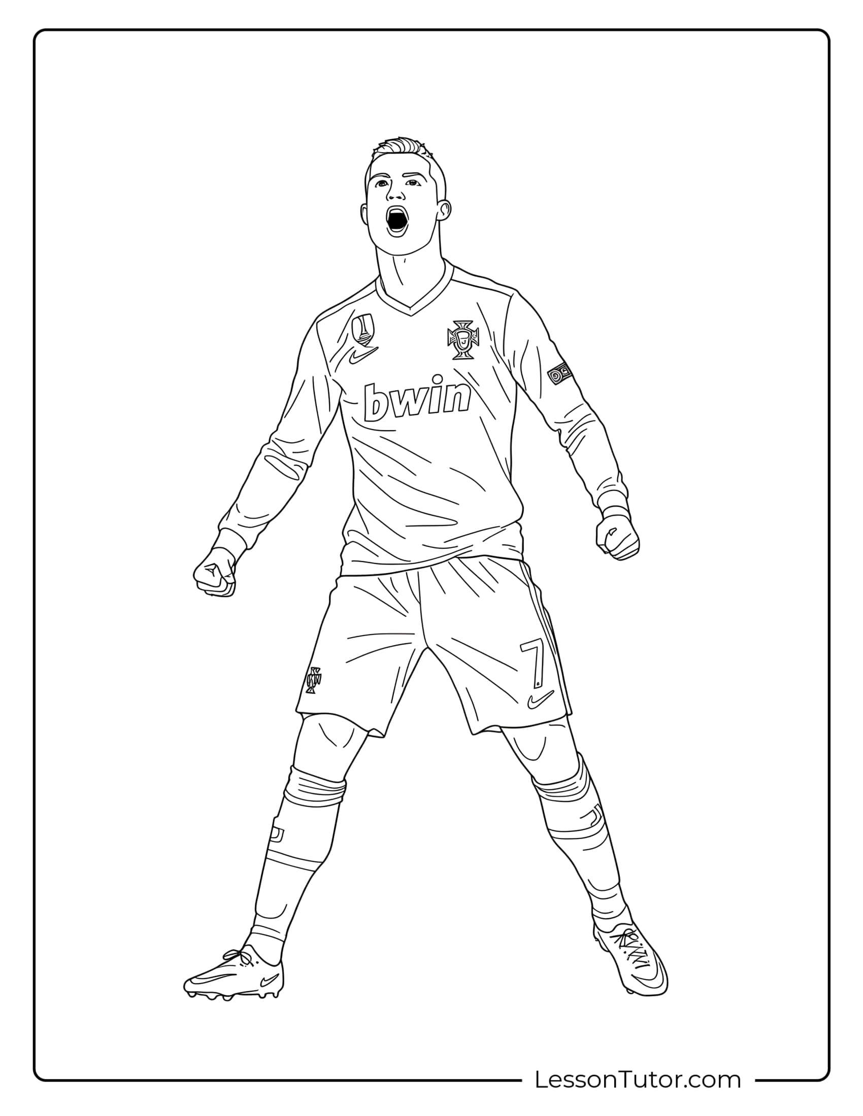 Cristiano Ronaldo Coloring Pages Lesson Tutor