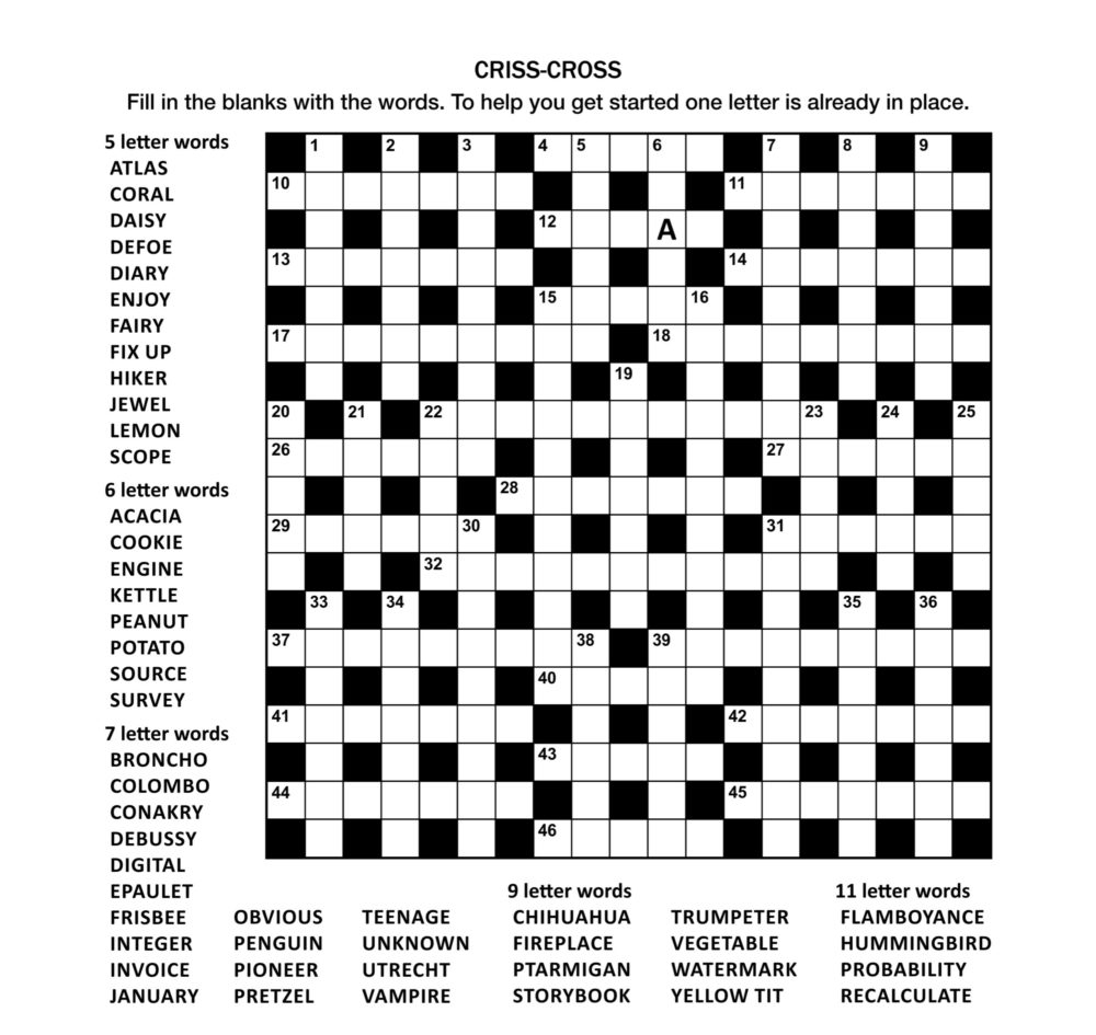 crossword puzzles for teens