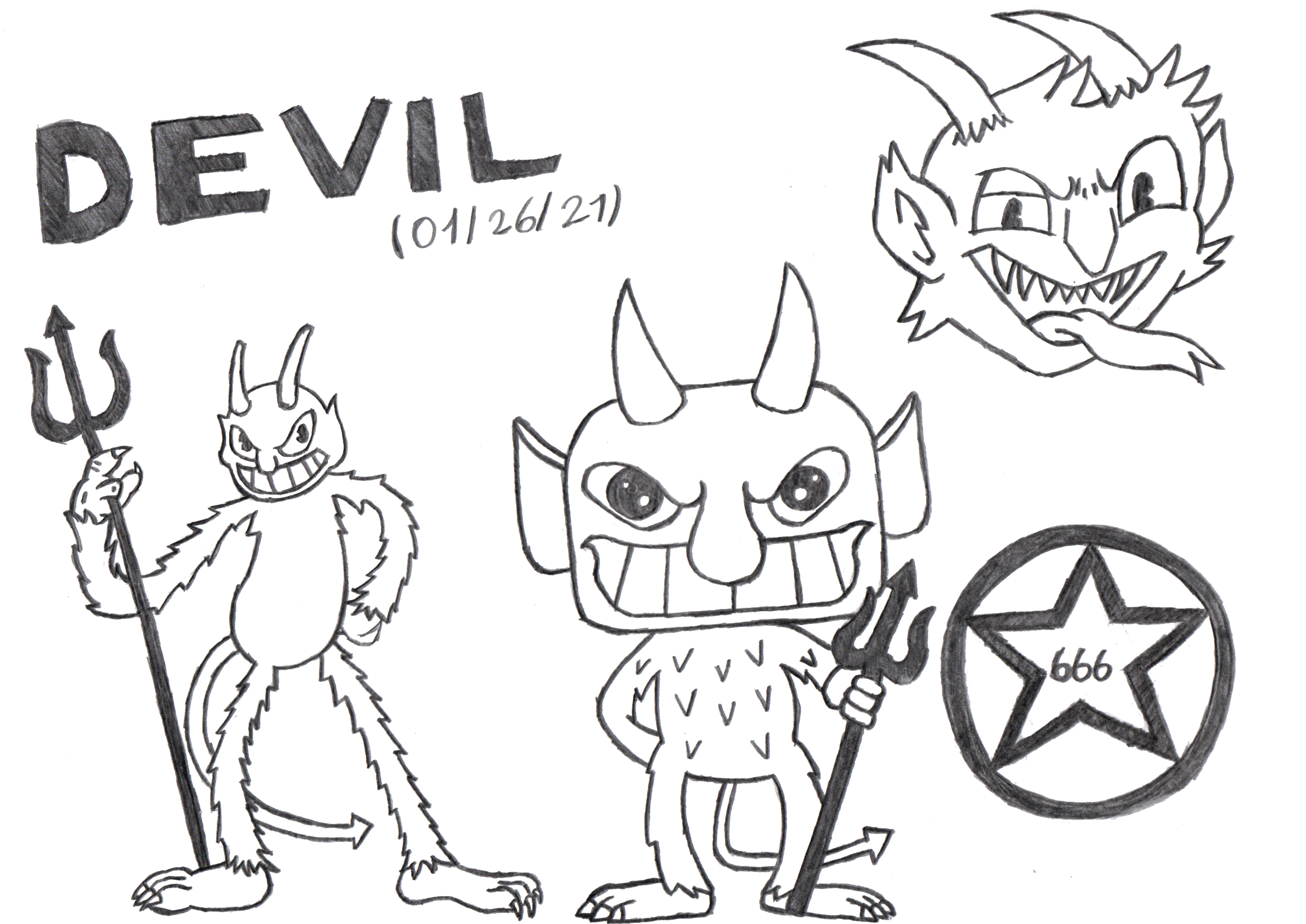 devil coloring page cuphead