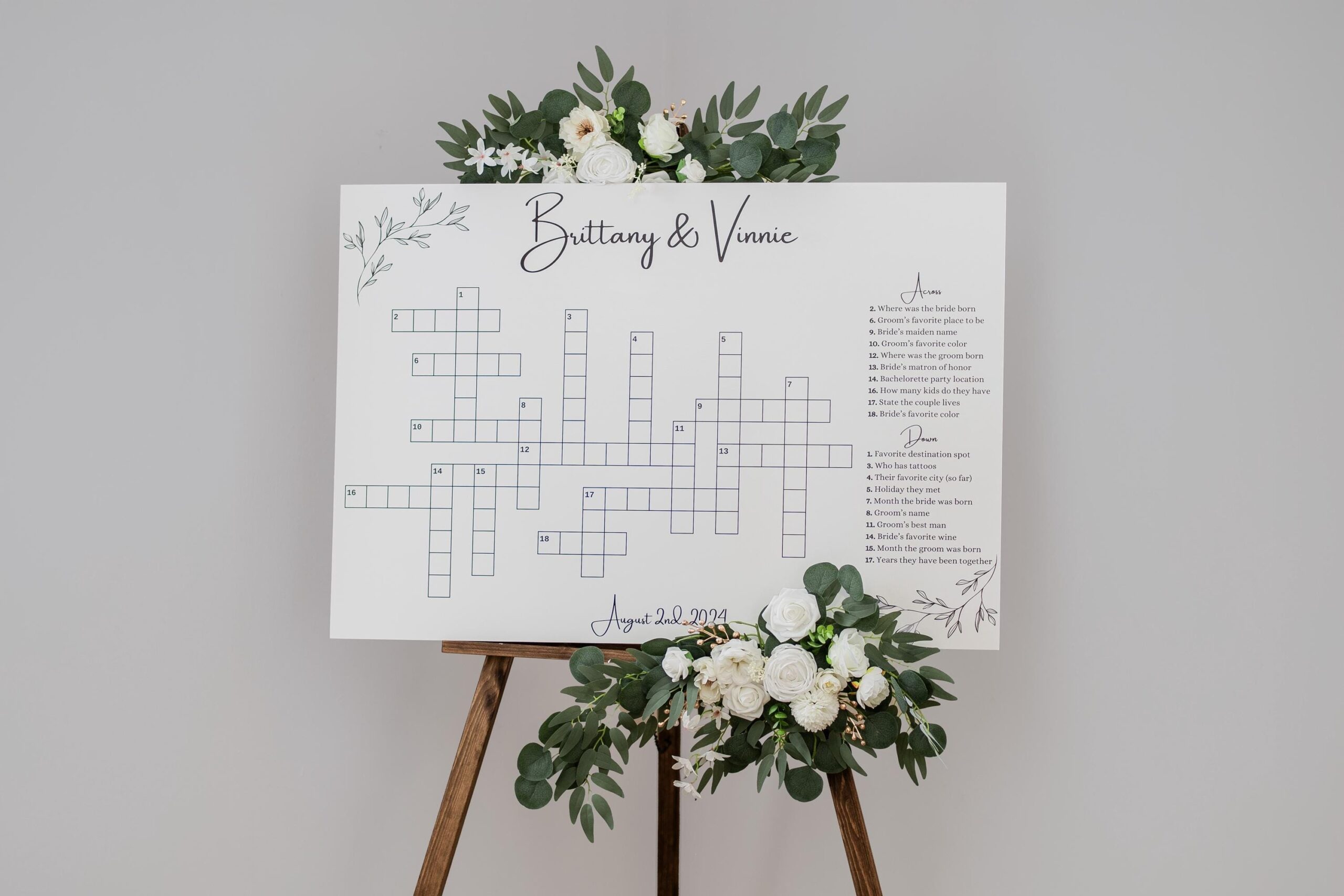 Custom Dry Erase Wedding Crossword Large Print Shipped Directly To Home Etsy