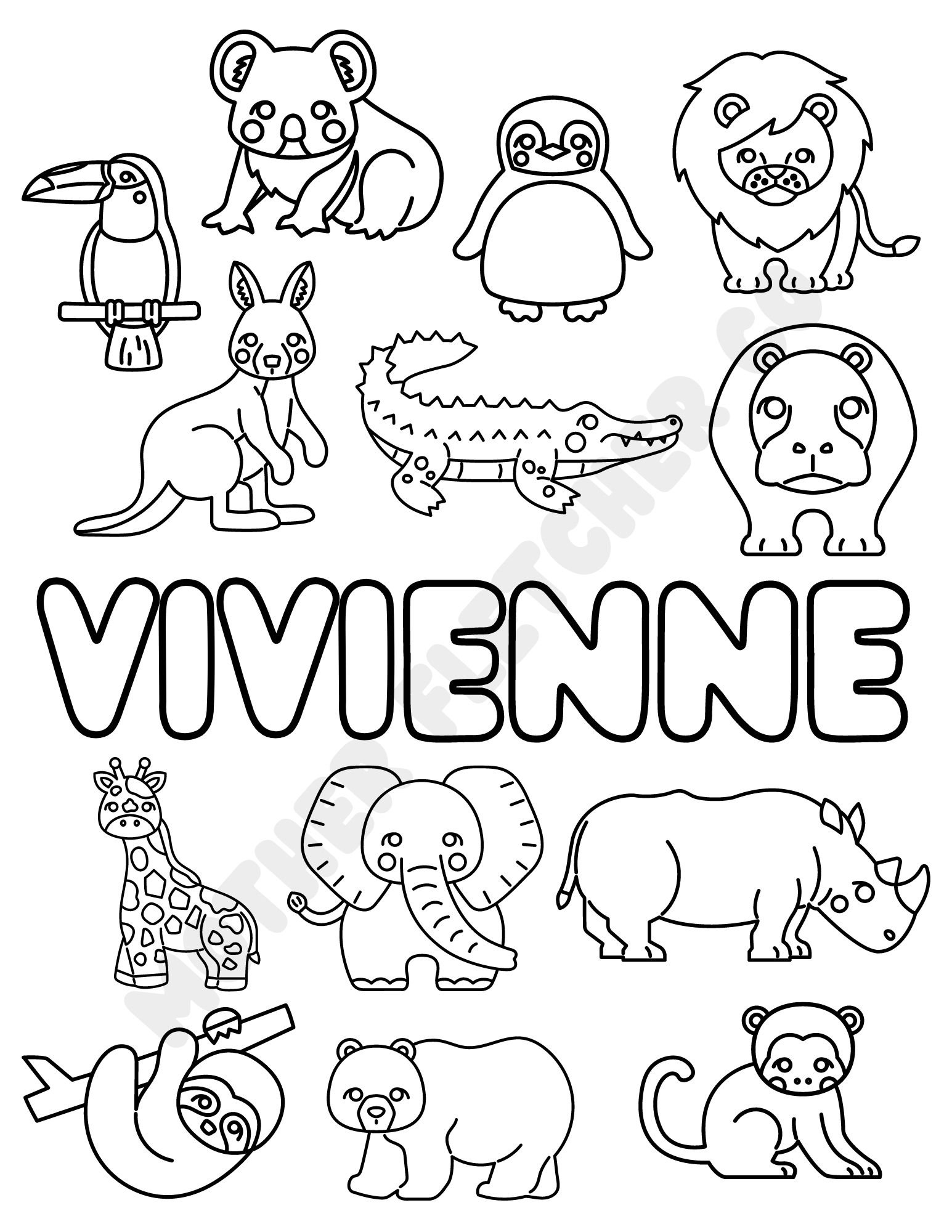 Custom Zoo Animal Coloring Sheet Etsy