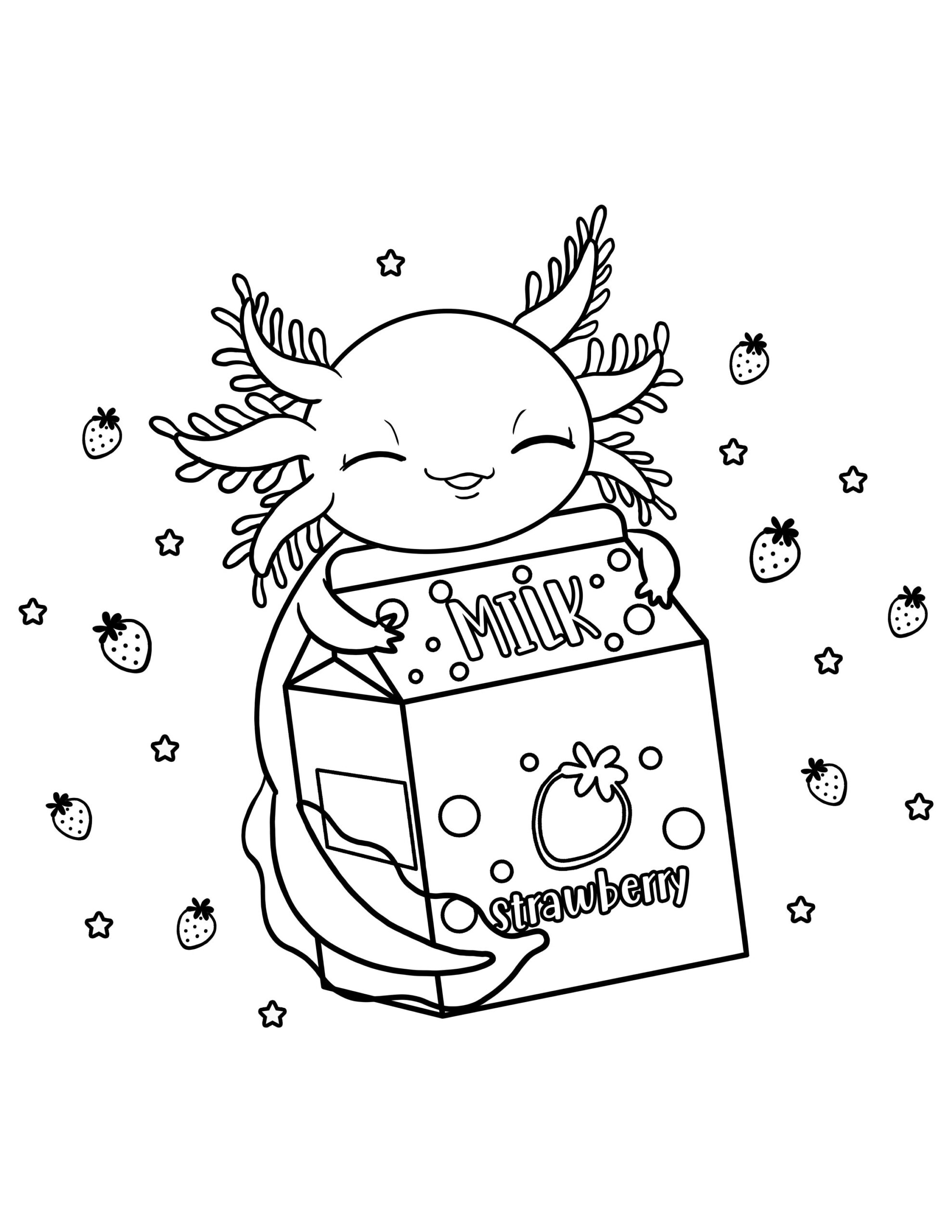 Cute Axolotl Coloring Page Digital Download Axolotls Kawaii Kids Printable Etsy Israel