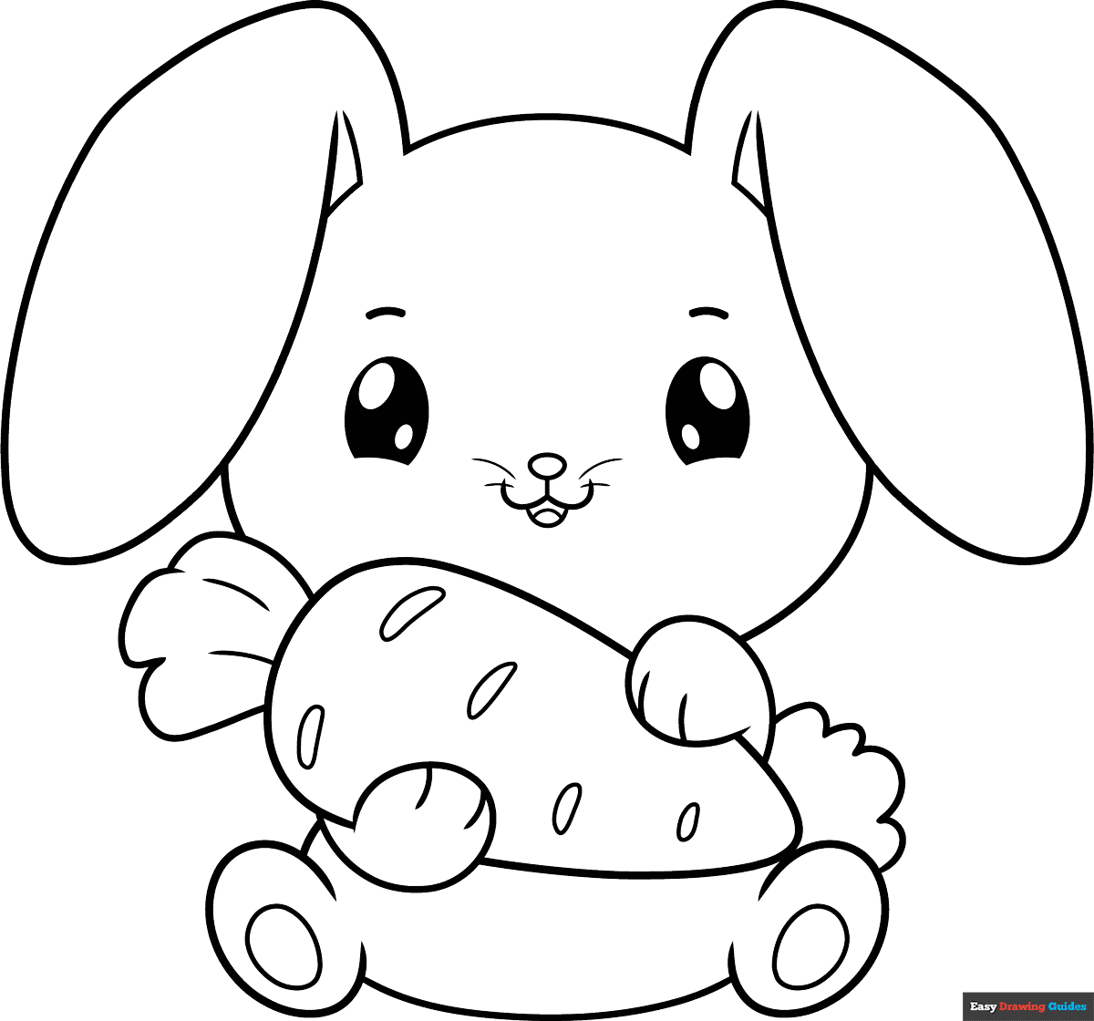 Cute Bunny Coloring Page Easy Drawing Guides