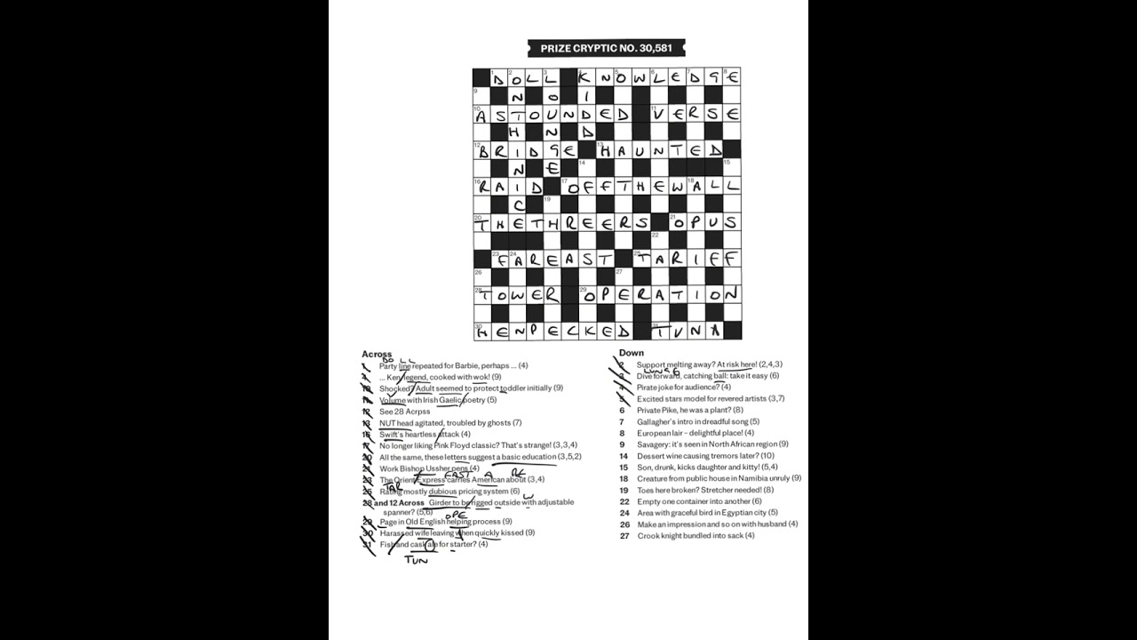 Daily Telegraph Prize Crossword Answers And Walkthrough Sat 6th April 2024 YouTube