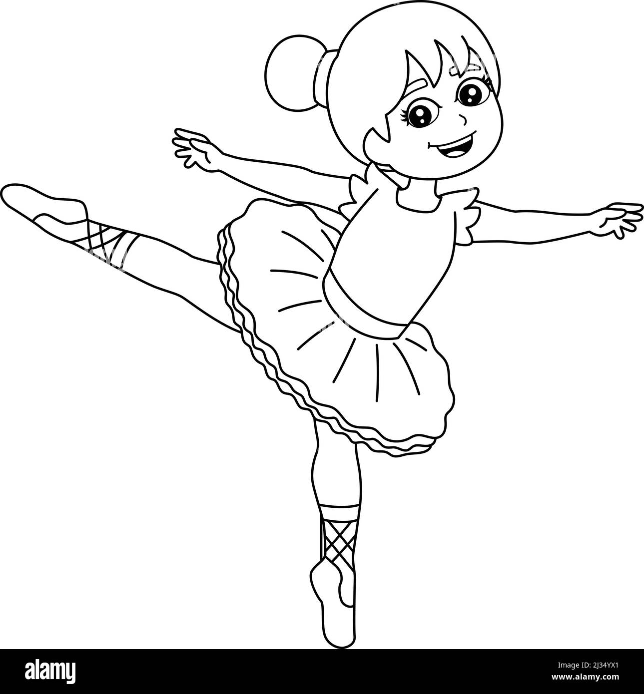 Dancing Ballerina Girl Coloring Page Isolated Stock Vector Image Art Alamy