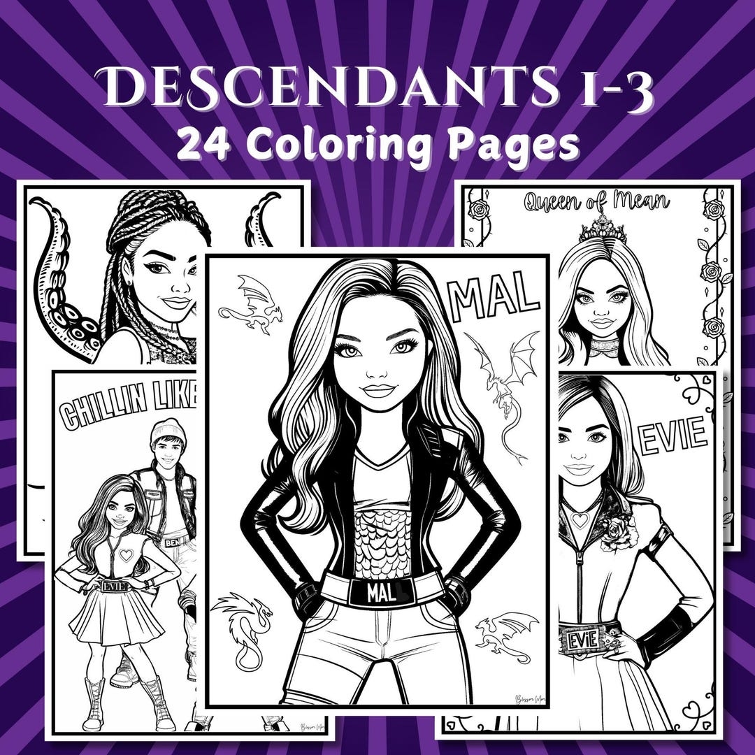 Descendants Coloring Pages Instant Download PDF Printable Descendants Birthday Color Sheets Kids Party Activity Etsy Descendants Coloring Pages Instant Download PDF Printable Descendants Birthday Color Sheets Kids Party Activity Etsy