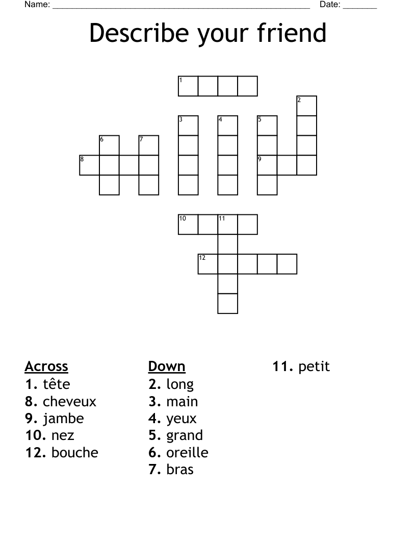 french friend crossword clue