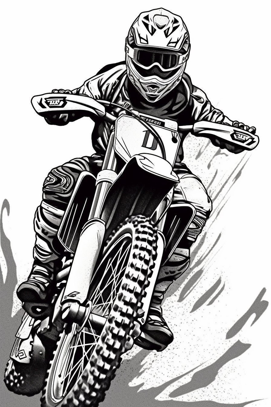 Digital Dirt Bike Coloring Pages Etsy Finland