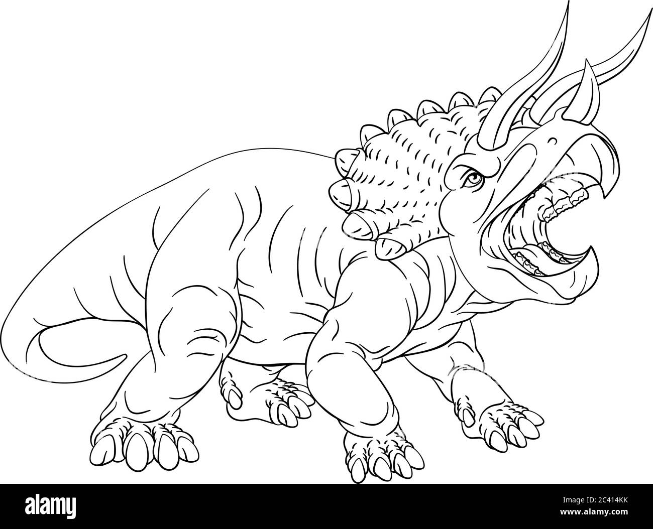 Dinosaur Triceratops Cartoon Coloring Book Page Stock Vector Image Art Alamy