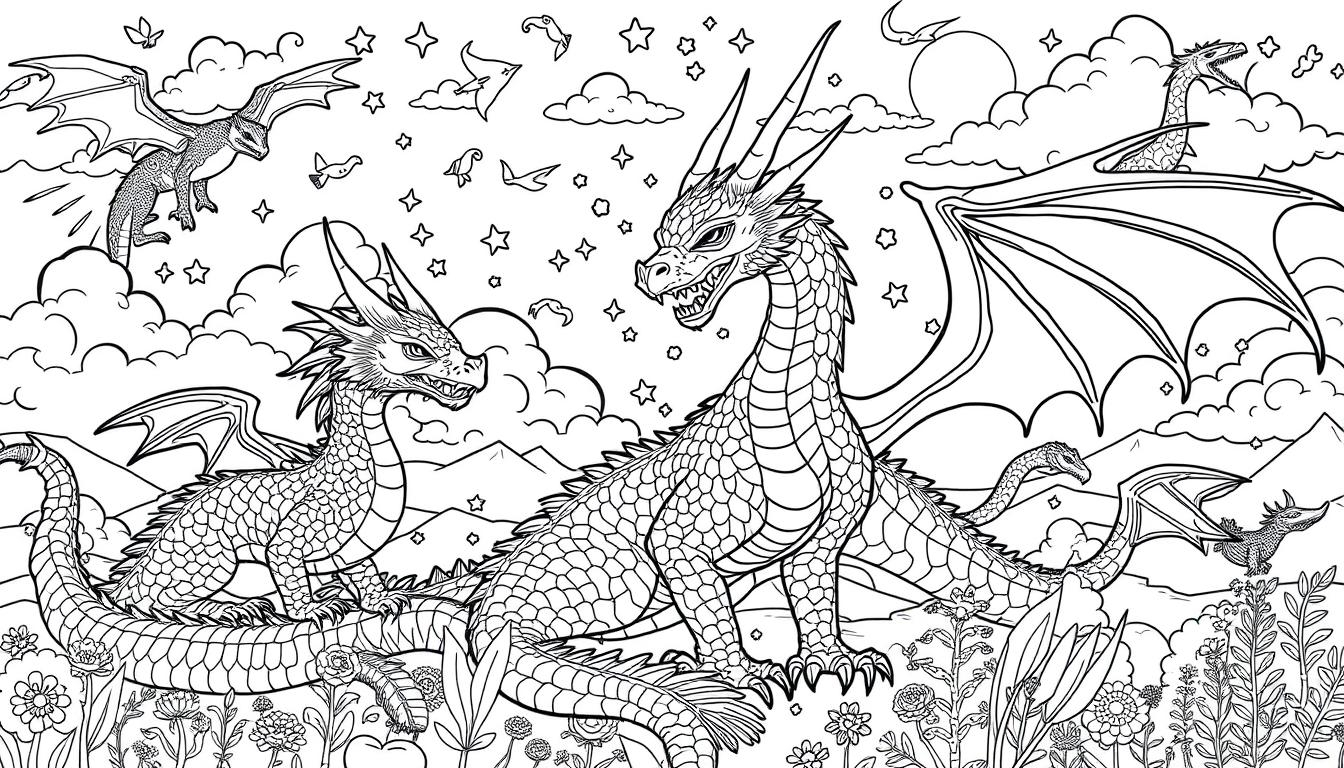 printable coloring pictures of dragons