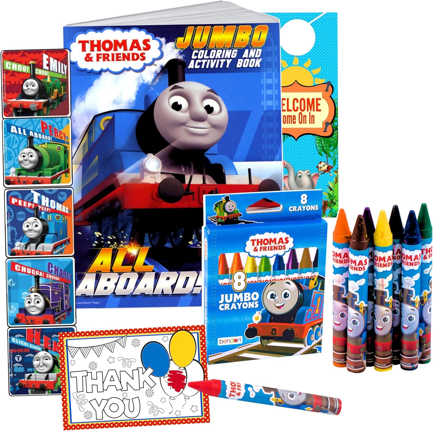 Disney Brandclub Thomas The Train Coloring Book With Thomas And Friends Stickers Bundle With Thomas The Train Stickers And 2 Sided Door Hanger