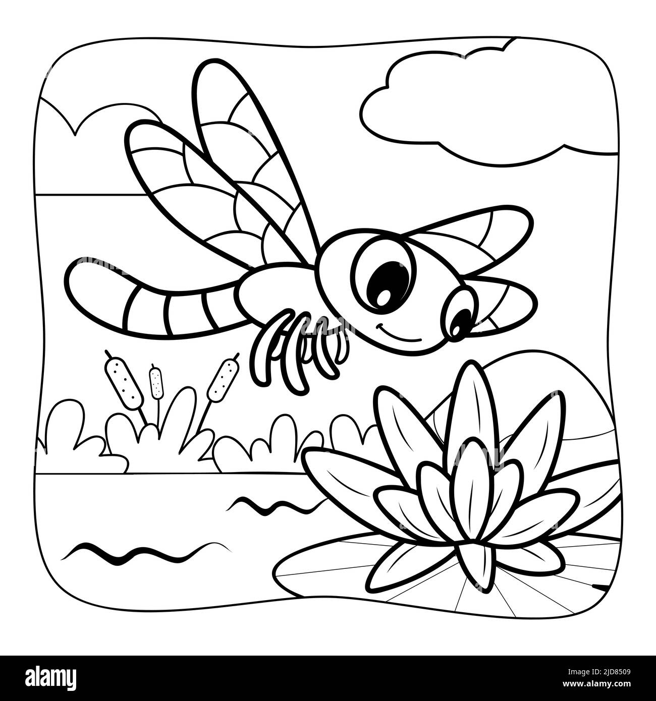 coloring page of a dragonfly